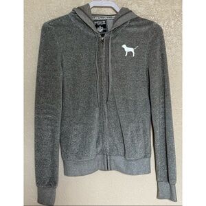 PINK Victoria's Secret Gray Hoodie Sequined Shimmery Size S